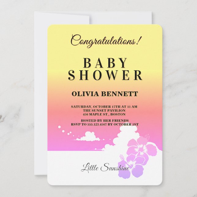 Ipanema Sunset Sunshine Baby Shower Invitation (Front)