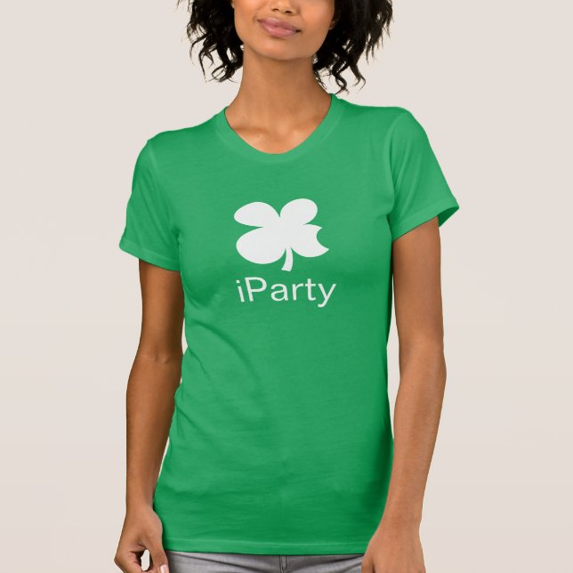 iParty cute green lucky clover St Patrick's Day T-Shirt (Front)
