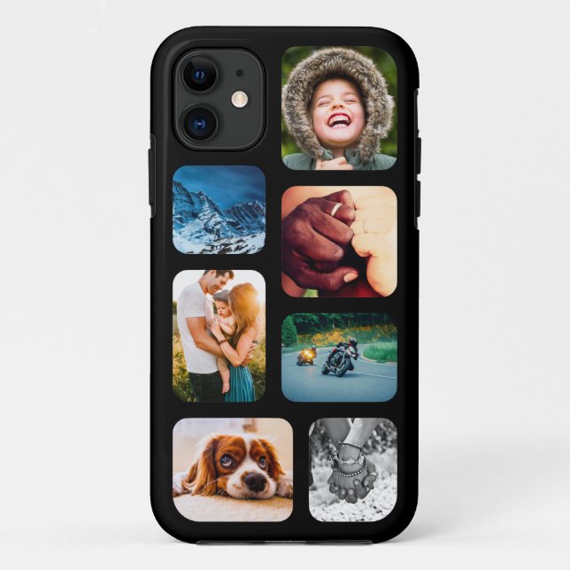 iPhone11 Photo Collage Template Rounded Strong Case-Mate iPhone Case (Back)
