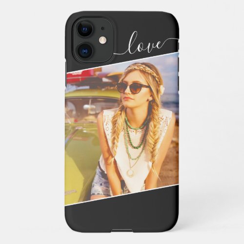 iPhone11 Photo Template Love Text Black Phone Case
