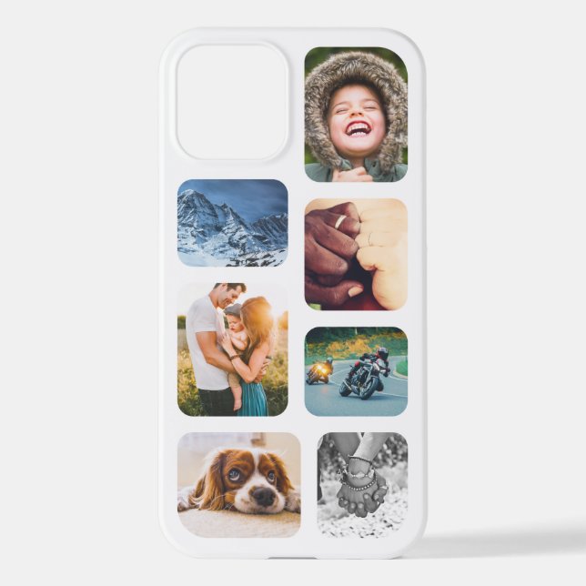 iPhone12 Photo Collage Template Rounded Phone iPho iPhone Case (Back)
