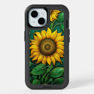 iPhone15/Samsung Defender Otterbox Case Sunflower