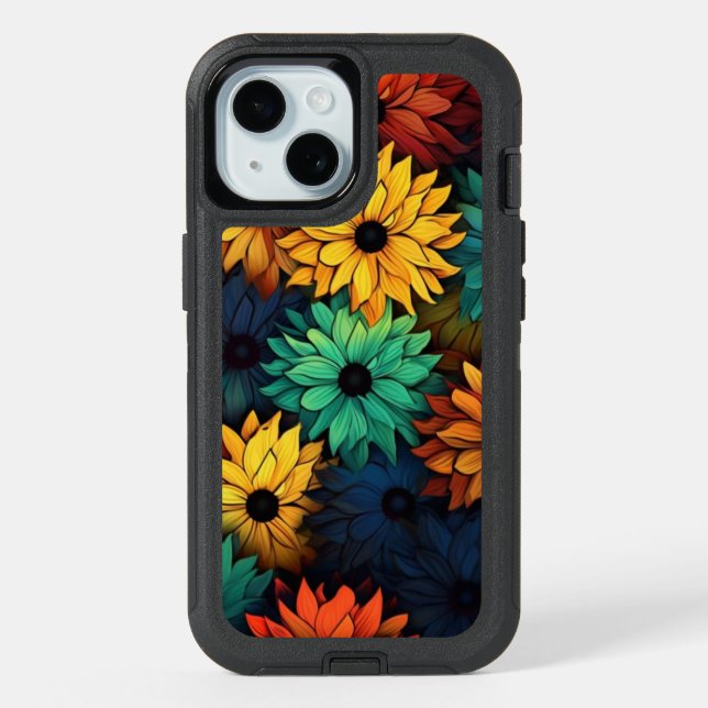 iPhone15/Samsung Defender Otterbox Case Sunflowers (Back)