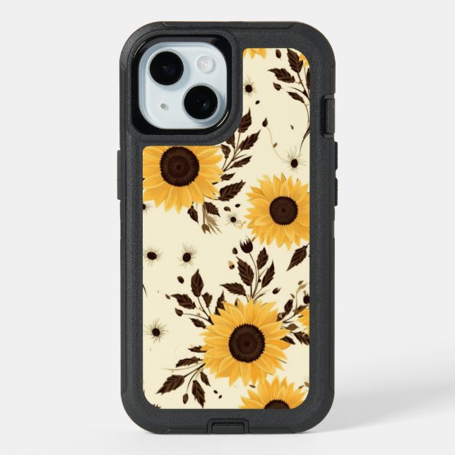 iPhone15/Samsung Defender Otterbox Case Sunflowers (Back)