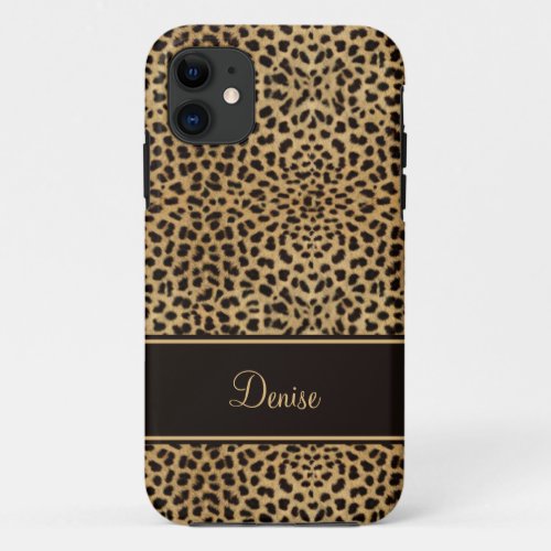 iPhone5 Chic Leopard Print Monogram iPhone 11 Case