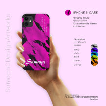 iPhone 11 Case Brushy Black & Pink | Customizable