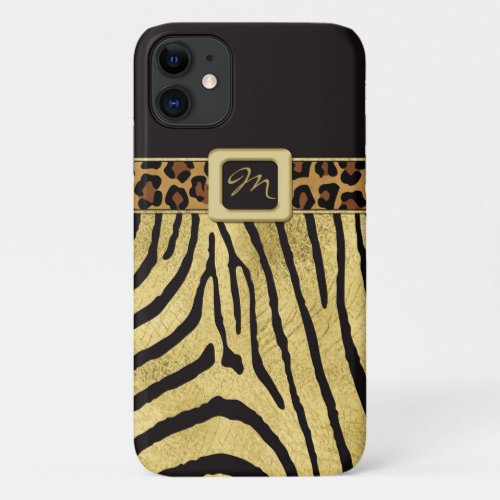 iPhone 11 Case  FAUX Gold Foil  Animal Prints