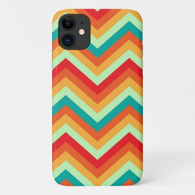 iPhone 11 Case Retro Zig Zag Chevron Pattern (Back)
