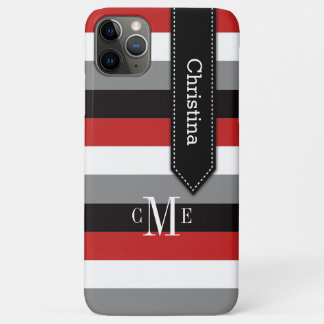 iPhone 11 Case | Stripes | Red, Gray, Black