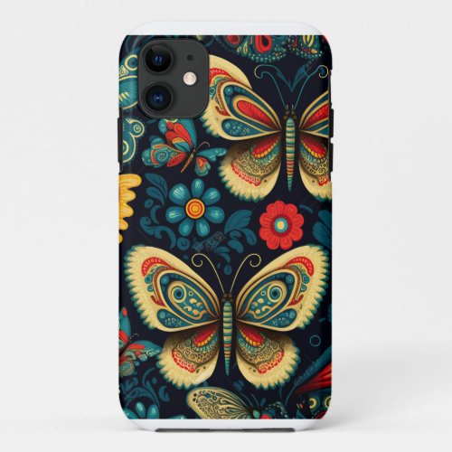 iPhone 11 Folk Art Butterfly Case