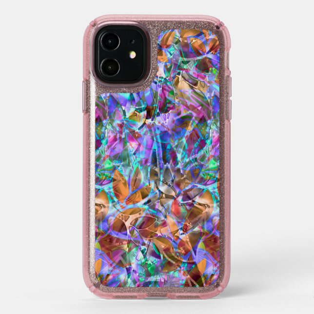 iPhone 11 Speck Case Floral Abstract (Front (Black Phone))
