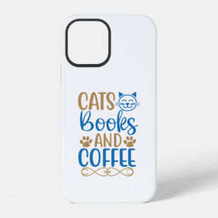 iPhone 12 Case Cats, Books, & Coffee