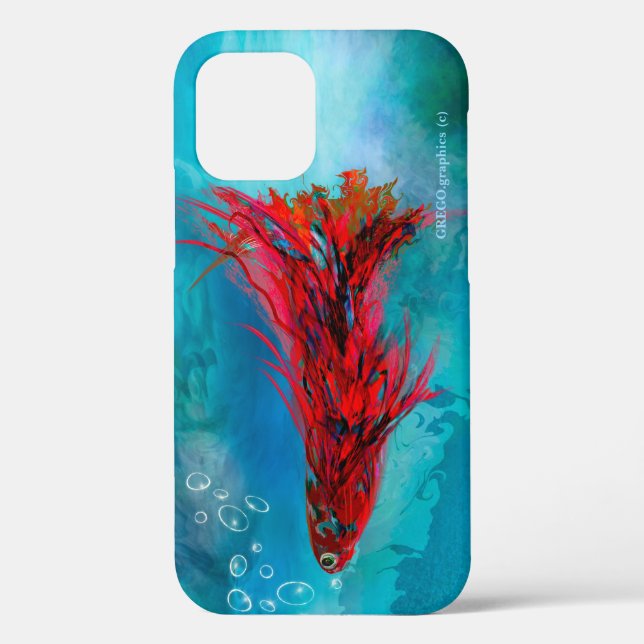 iPhone 12 Pro - a case of a Red Feathered Fish (Back)