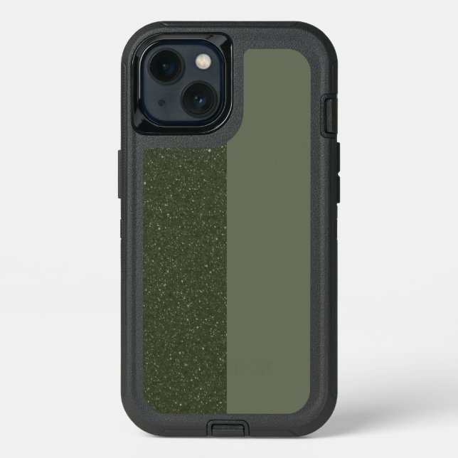 iPhone 13 Case – Custom Moss Green Split Sparkle (Back)