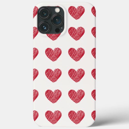 Iphone 13 Max sleeve Beige with red hearts iPhone 13 Pro Max Case