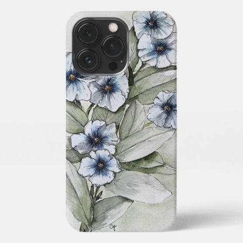 iPhone 13 Pro Slim Case Blue Watercolor