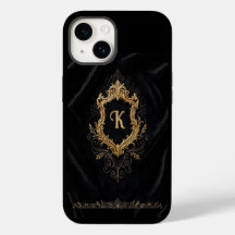 iPhone 14 Case • Monogram Elegant Gold Frame