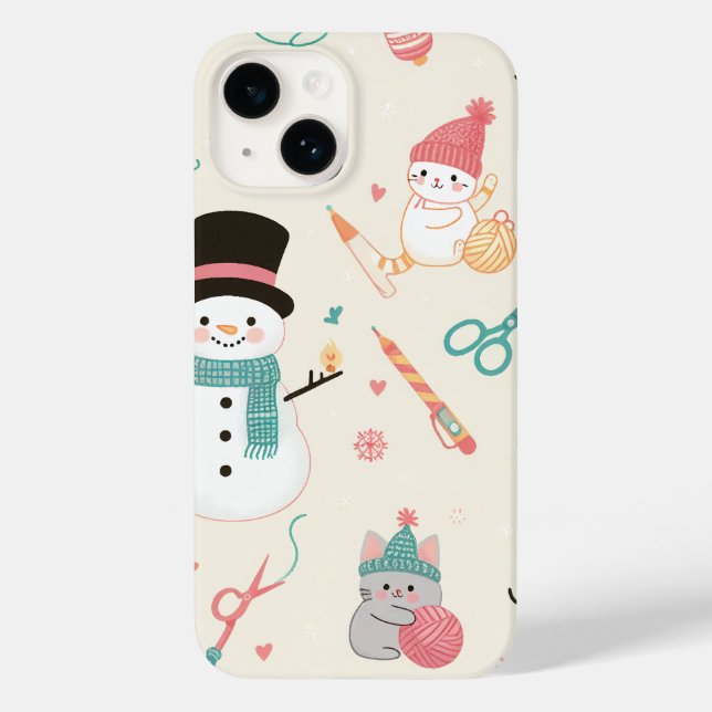 iPhone 14 Cases-Cat snowman Case-Mate iPhone Case (Back)