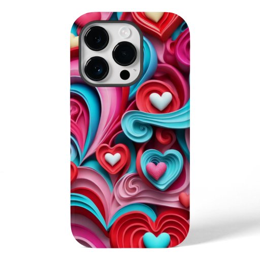 iPhone 14 Pro love heart Case -3d Hearts