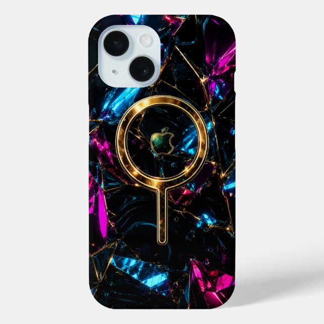 iPhone 15 Case: Futuristic Neon Crystal MagSafe Case-Mate iPhone Case (Back)