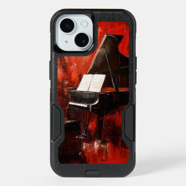 iPhone 15 Case: Piano with Red Wall (Back)