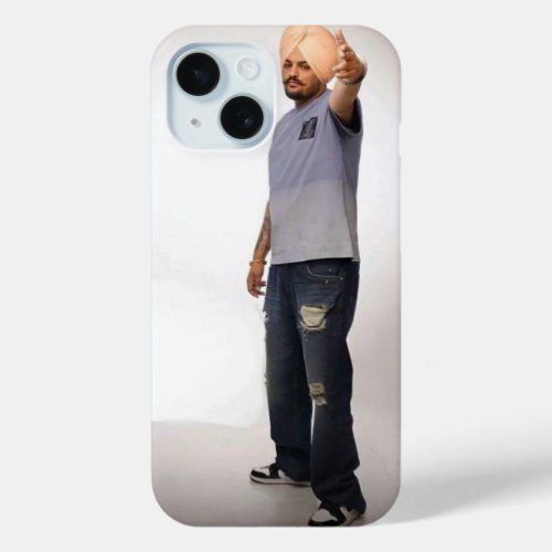 iPhone 15 Case With Sidhu Moosewala Print