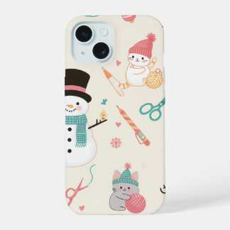 iPhone 15 Cases-Cat snowman Case