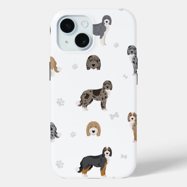 iPhone 15 heavy duty case dogs aussiedoodle (Back)