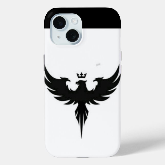"iPhone 15 White & Eagle Design Case - Bold and El (Back)