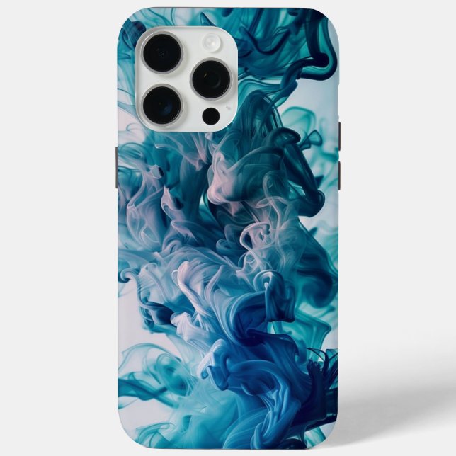 iPhone 15Pro Max case blue smoke best design print (Back)
