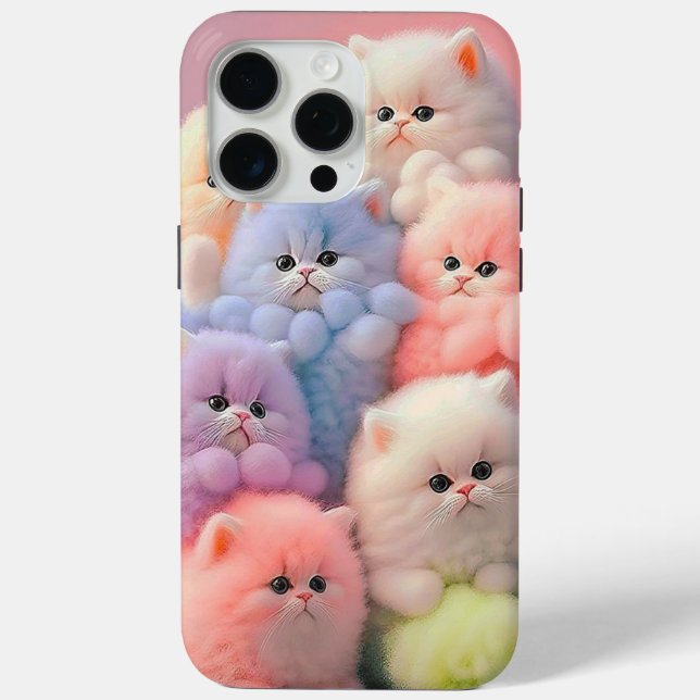 iPhone 15Pro Max case teddy cats colorful  (Back)