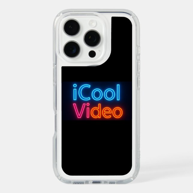 iphone 16 cover with icool video neon text (Front)