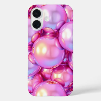 iPhone 16 Iridescent Pink 3D Glossy Bubble case