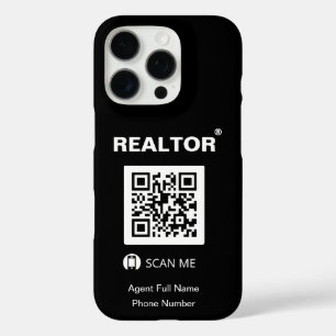 iPhone 16 Pro Black Case - Realtor®+QR Code
