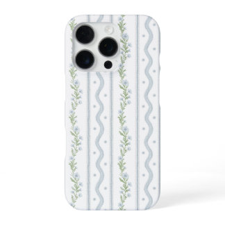 iPhone 16 Pro Case, Preppy Floral Stripe iPhone 16 Pro Case