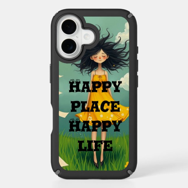 Iphone 16 Promax case cover Happy place Happy life (Front)