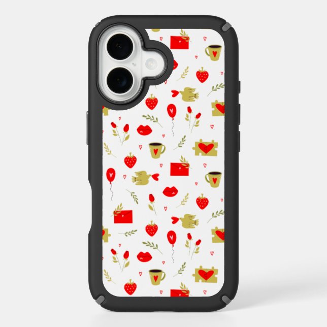 iPhone 16 protective case with lips and red glasse (Front)