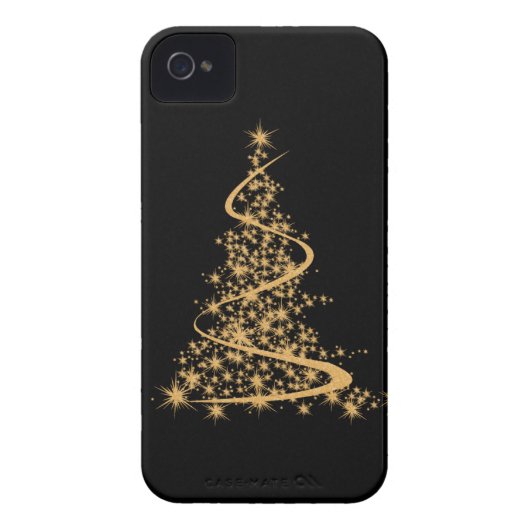 iPhone 4 Case Glitzy Gold Xmas (Back)