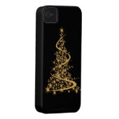 iPhone 4 Case Glitzy Gold Xmas (Back/Right)
