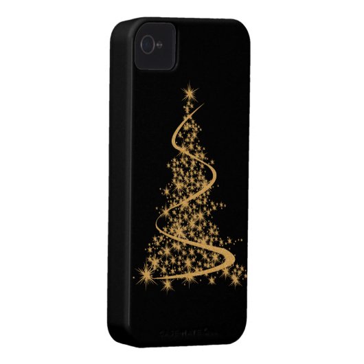 iPhone 4 Case Glitzy Gold Xmas (Back/Right)