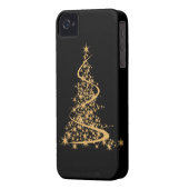 iPhone 4 Case Glitzy Gold Xmas (Back Left)