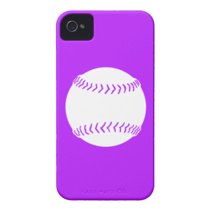 iPhone 4 Softball Silhouette White on Purple iPhone 4 Case Mate Cases