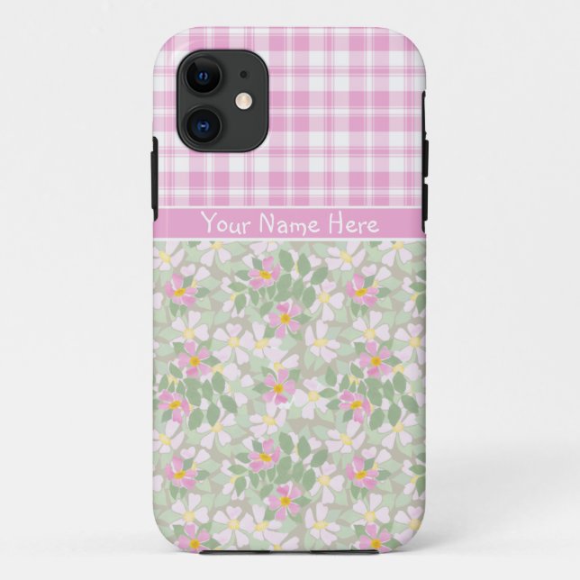 iPhone 5/5s Case-Mate Case Pink Dogroses and Plaid (Back)