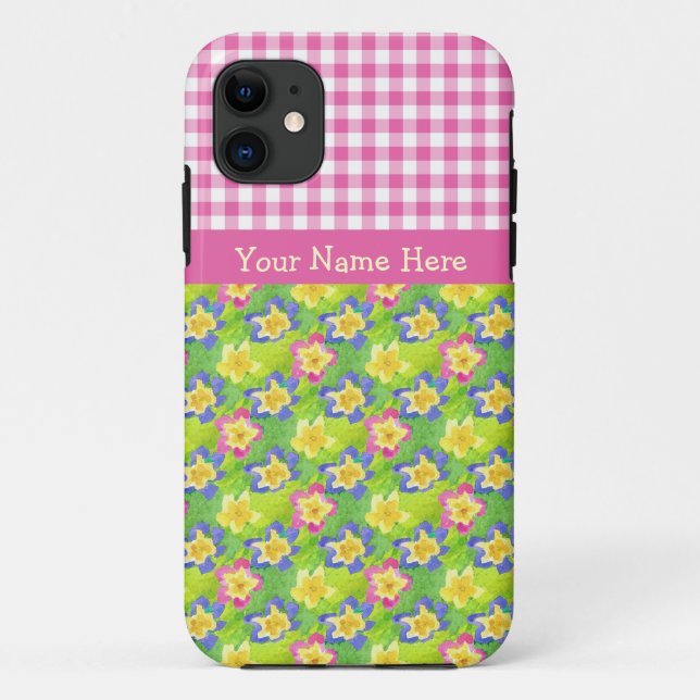 iPhone 5/5s Case Personalize: Primroses Gingham (Back)