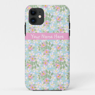 iPhone 5/5s Case: Pink Dogroses on Sky Blue iPhone 11 Case