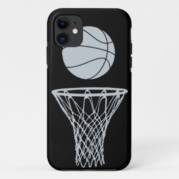 Iphone 5 Basketball Silhouette Silver On Black Iphone 11 Case by sportsdesign at Zazzle