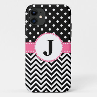 iPhone 5 Case Black Chevron and Dots
