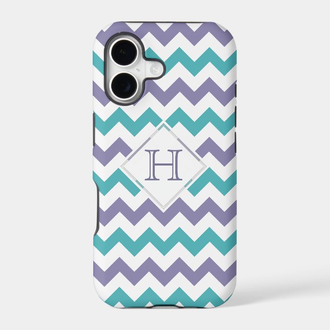 iPhone 5 Case: Monogram: Purple & Blue Chevron Case (Back)