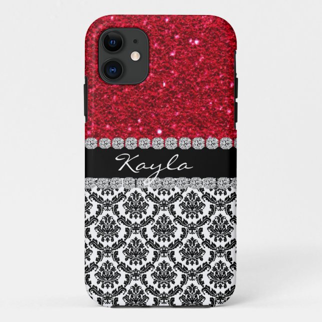 IPHONE  5 Case RHINESTONE LOOK Damask Design (Back)