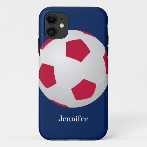 iPhone 5 Case Soccer Ball Red White and Blue iPhone 11 Case